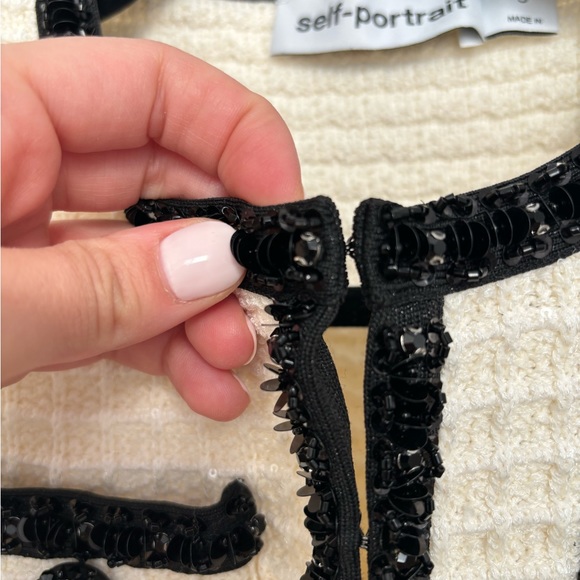 Self Portrait Cream textured knit cardigan size S - Picture 5 of 9